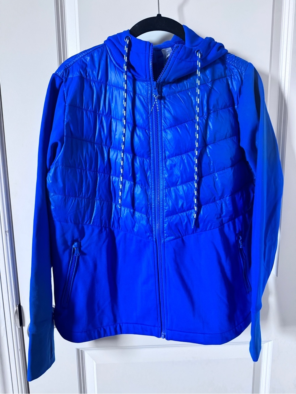 NWT-Lou & Grey Royal Blue Hooded Puffer-Panel Jacket-XS